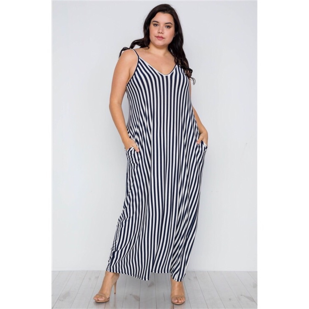 vertical stripe cami maxi dress